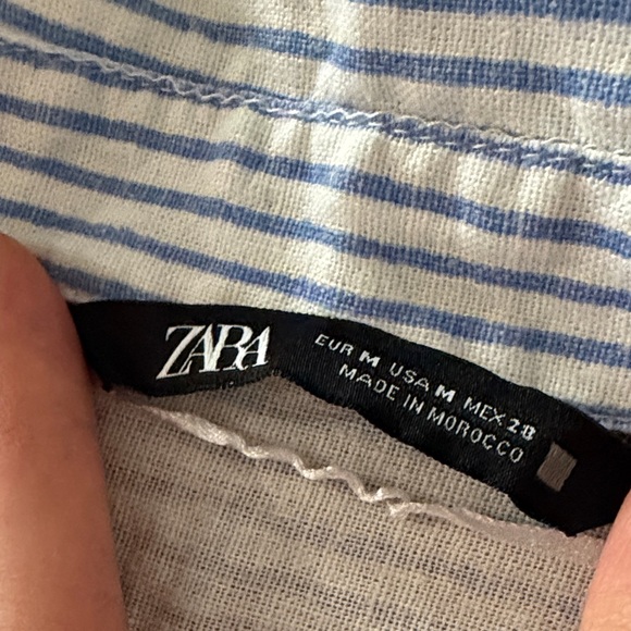 Zara Blue and White Striped Button-Up Shirt - Picture 3 of 3